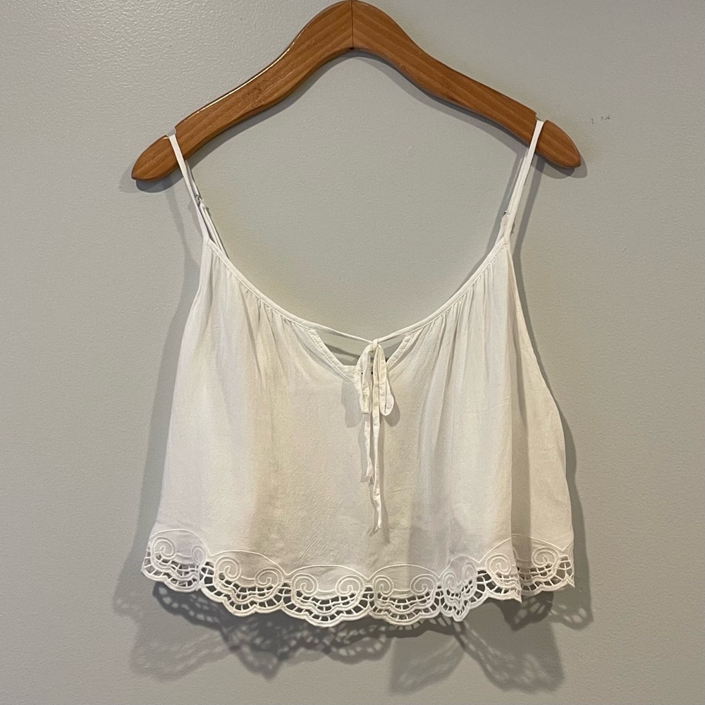 White Lace Trim Cami Top